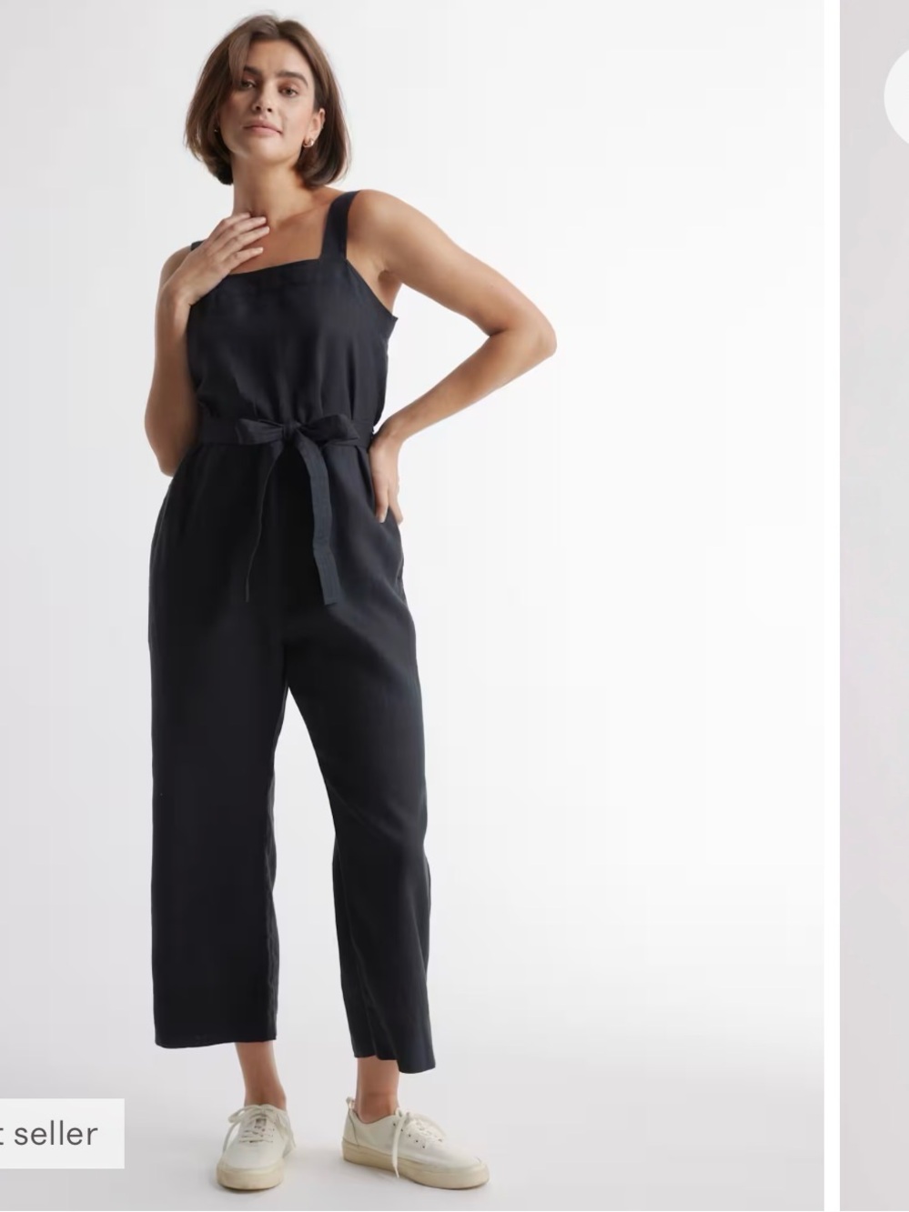 100% European Linen Square Neck Jumpsuit